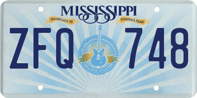 MS license plate ZFQ748