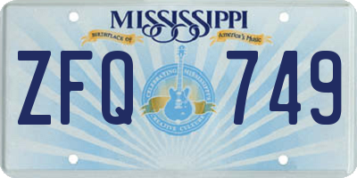 MS license plate ZFQ749