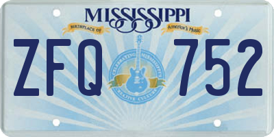 MS license plate ZFQ752