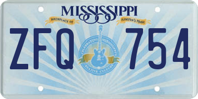 MS license plate ZFQ754