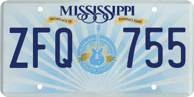 MS license plate ZFQ755