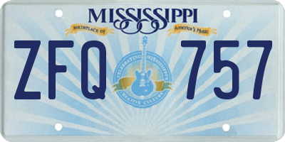 MS license plate ZFQ757