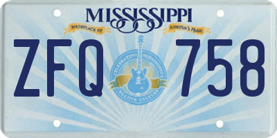 MS license plate ZFQ758