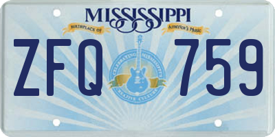 MS license plate ZFQ759