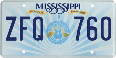 MS license plate ZFQ760