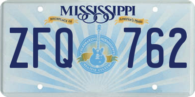 MS license plate ZFQ762