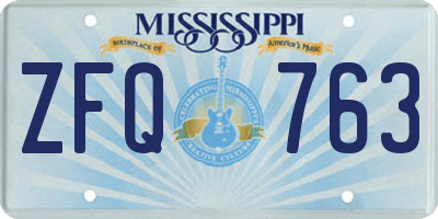 MS license plate ZFQ763
