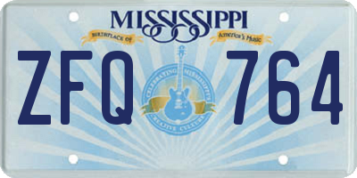 MS license plate ZFQ764