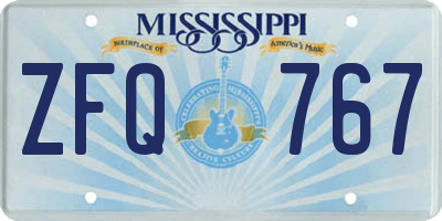 MS license plate ZFQ767