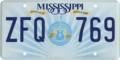MS license plate ZFQ769