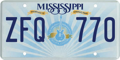 MS license plate ZFQ770