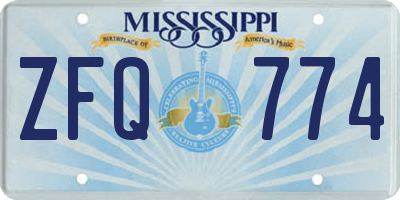 MS license plate ZFQ774