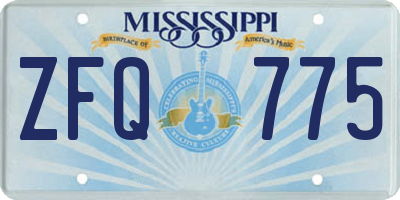 MS license plate ZFQ775