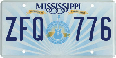 MS license plate ZFQ776