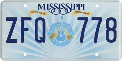 MS license plate ZFQ778