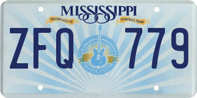 MS license plate ZFQ779
