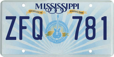 MS license plate ZFQ781
