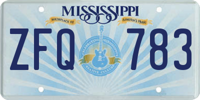 MS license plate ZFQ783