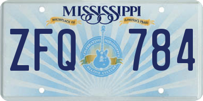 MS license plate ZFQ784