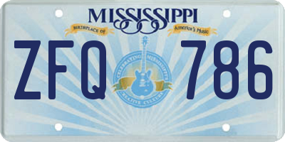 MS license plate ZFQ786