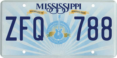 MS license plate ZFQ788