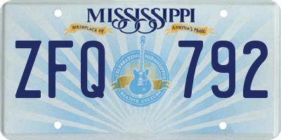 MS license plate ZFQ792