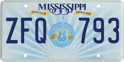 MS license plate ZFQ793