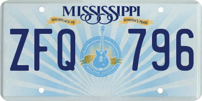 MS license plate ZFQ796