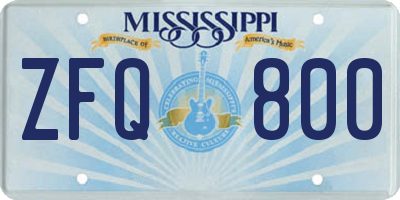 MS license plate ZFQ800