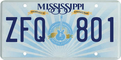 MS license plate ZFQ801