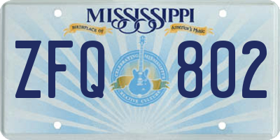 MS license plate ZFQ802