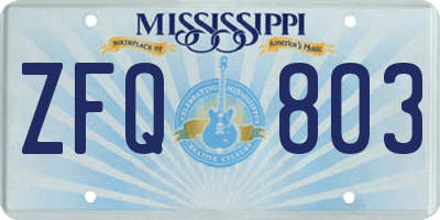MS license plate ZFQ803