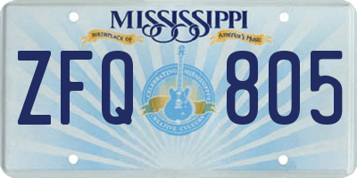 MS license plate ZFQ805
