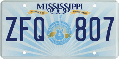 MS license plate ZFQ807