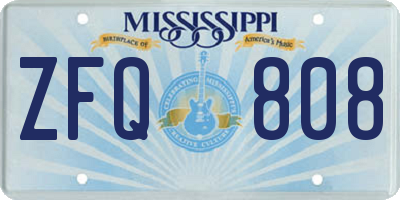 MS license plate ZFQ808
