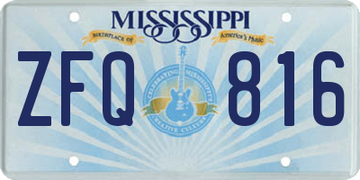 MS license plate ZFQ816