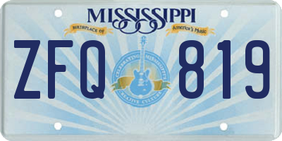MS license plate ZFQ819