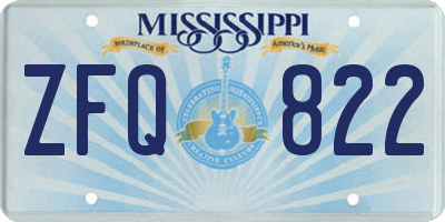 MS license plate ZFQ822