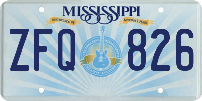 MS license plate ZFQ826