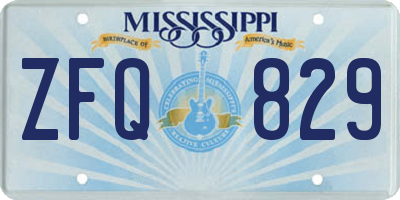 MS license plate ZFQ829