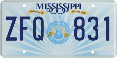 MS license plate ZFQ831