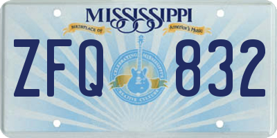 MS license plate ZFQ832
