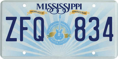 MS license plate ZFQ834