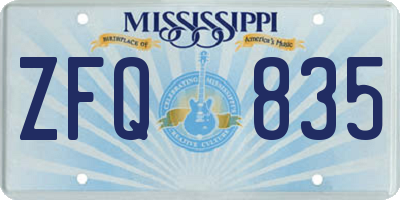 MS license plate ZFQ835