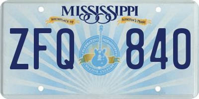 MS license plate ZFQ840