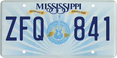 MS license plate ZFQ841