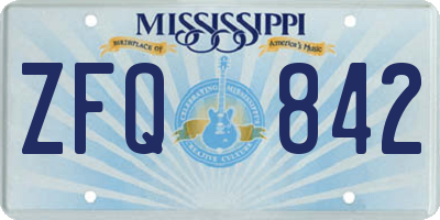 MS license plate ZFQ842