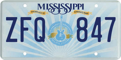 MS license plate ZFQ847