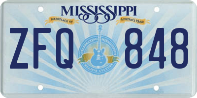 MS license plate ZFQ848
