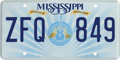 MS license plate ZFQ849